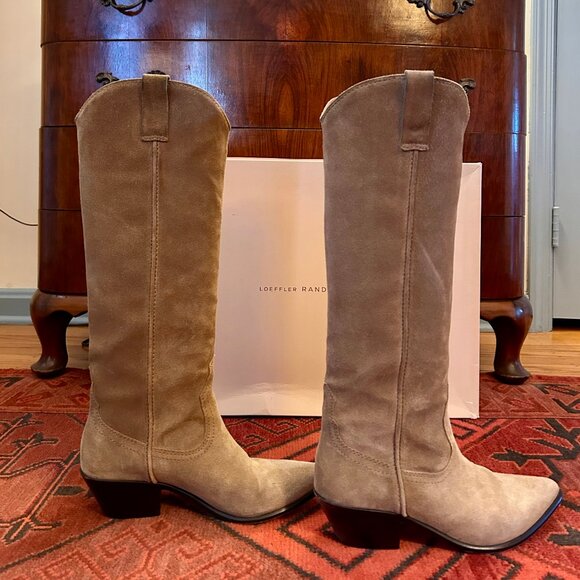 Loeffler Randall Dylan Western Suede Boots Bisque - Picture 4 of 9